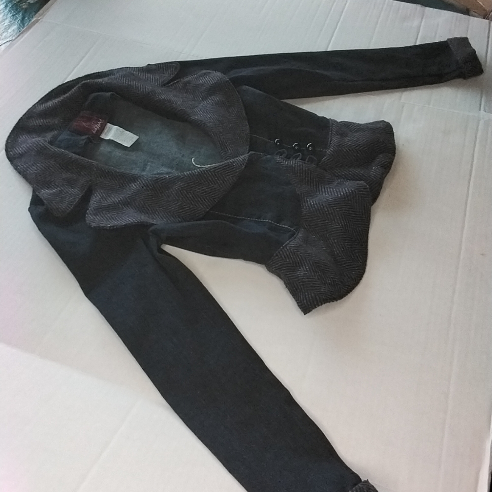 Baby Phat Y2K Vintage Denim Tweed Peplum Blazer Cropped Jacket Size Small. - Picture 4 of 13